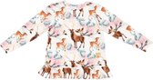 Kinderkleding | Trui | Shirt | Lange mouw met ruches | Hertjes | Bambi | Winter | Meisje | Roze | Bruin | Blauw | Wit | Maat 92/98