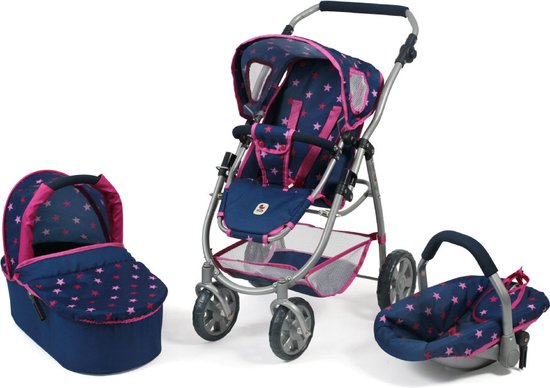 Bayer Chic 2000 - Combi Poppenwagen 3-in-1 - Emotion All In - Stars - Marine