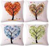 Kussenslopen | Kussenslopen | 4 Stuks | 4 Seizoenen | Winter, Lente, Herfst, Zomer | Versiering | 45x45 CM | Machine wasbaar | Handwas