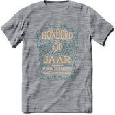 100 Jaar Legendarisch Gerijpt T-Shirt | Aqua - Ivoor | Grappig Verjaardag Cadeau | Dames - Heren | - Donker Grijs - Gemaleerd - 3XL