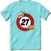 27 Jaar Hoera Verkeersbord T-Shirt | Grappig Verjaardag Cadeau | Dames - Heren | - Licht Blauw - M