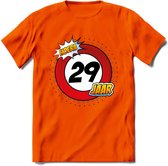 29 Jaar Hoera Verkeersbord T-Shirt | Grappig Verjaardag Cadeau | Dames - Heren | - Oranje - L