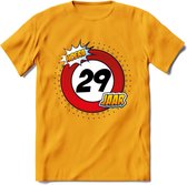29 Jaar Hoera Verkeersbord T-Shirt | Grappig Verjaardag Cadeau | Dames - Heren | - Geel - XXL