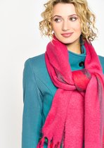 LOLALIZA Dikke sjaal met franjes - Fuchsia - Maat One size