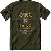 100 Jaar Legendarisch Gerijpt T-Shirt | Grijs - Ivoor | Grappig Verjaardag Cadeau | Dames - Heren | - Leger Groen - L