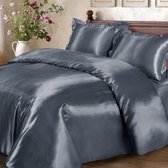 Luxury bedding- glans satijnen dekbedovertrek- 200x200/220- 2 kussenslopen 60x70cm- antraciet