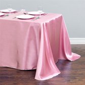 Luxe Tafellaken Katoen - 275x145 cm - Licht Roze - Satijn Tafelkleed - Eetkamer Decoratie - Tafelen