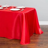 Luxe Tafellaken Katoen - 320x145 cm - Rood - Satijn Tafelkleed - Eetkamer Decoratie - Tafelen