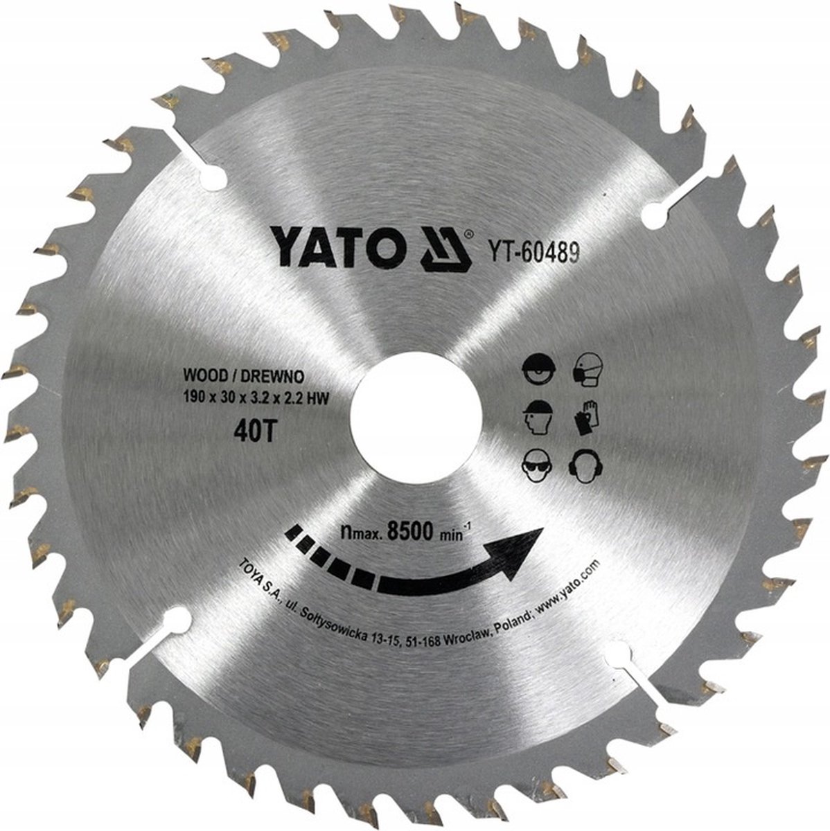YATO Cirkelzaagblad Ø190 mm - 40T - Binnendiameter 30 mm