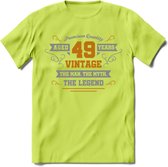49 Jaar Legend T-Shirt | Goud - Zilver | Grappig Verjaardag Cadeau | Dames - Heren | - Groen - XXL