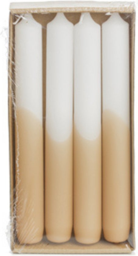 Bougies chandelles de Table de Luxe Semi Trempées - Rustik Lys - Bougies de Table - Wit Abricot - Set de 4 Bougies - 2,15 x 19 cm