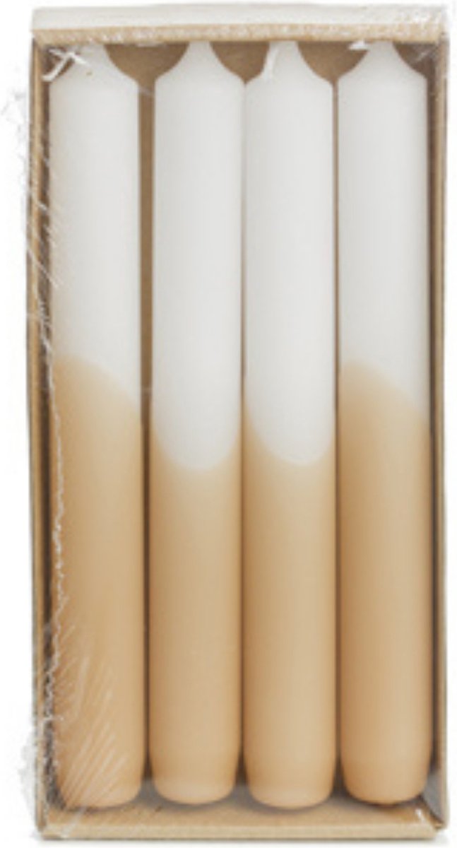 Rustik Lys Luxe Dinerkaarsen Half Dipped - Rustik Lys - Tafelkaarsen - Apricot Wit - Set Van 4 Kaarsen - 2,15 x 19 cm Beige