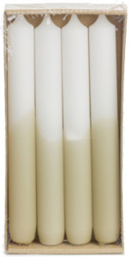 Luxe Dinerkaarsen Half Dipped - Rustik Lys - Tafelkaarsen - Pistache Wit - Set Van 4 Kaarsen - 2,15 x 19 cm