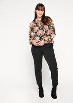 LOLALIZA Blouse met lange mouwen en bloemen - Zwart - Maat 34