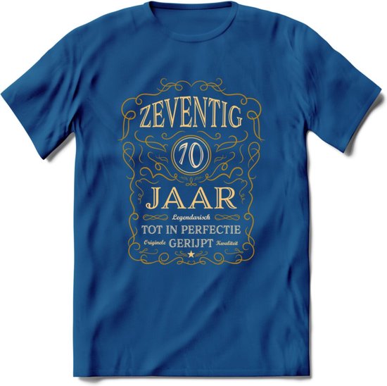 70 Jaar Legendarisch Gerijpt T-Shirt | Okergeel - Ivoor | Grappig Verjaardag Cadeau | Dames - Heren | - Donker Blauw - S
