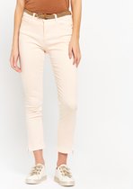 LOLALIZA Slim broek met riem en ritsjes - Nude - Maat 42