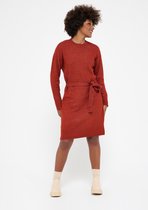 LOLALIZA Trui-jurk met lurex en ceintuur - Rood - Maat XL