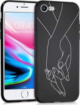 iMoshion Hoesje Geschikt voor iPhone SE (2022) / SE (2020) / 8 / 7 Hoesje Siliconen - iMoshion Design hoesje - Zwart / Holding Hands Black
