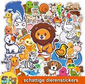 65x Schattige Dierenstickers - Kinderstickers - Getekende dieren voor op de fiets, beker, laptop, schoolspullen, kamer, etc - School - Kinderen - Stickers - Plakken - Stikker - Bun
