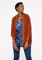 LOLALIZA Gebreide open cardigan met lurex - Roest - Maat S/M