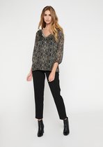 LOLALIZA Blouse met print en bewerkte hals - Zwart - Maat 36