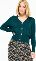 LOLALIZA Gebreide cardigan met hout look knopen - Groen - Maat L