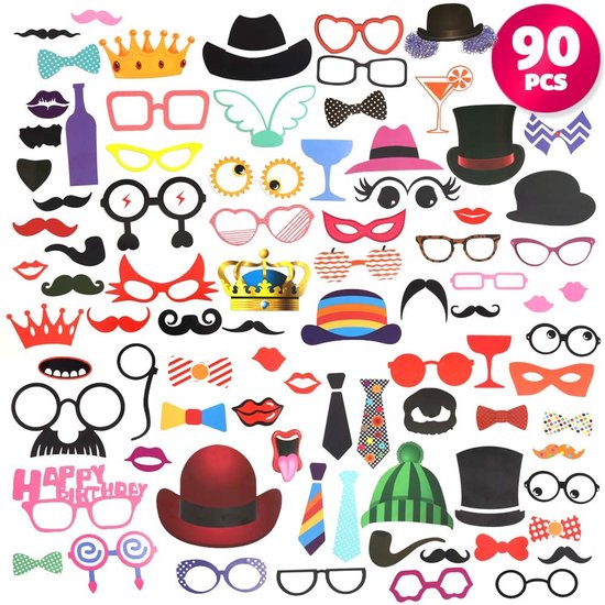 Daily Essentialz Photobooth Props Photobooth Accessoires Fotografie Accessoires Decoratie Feestje Fotohokje Rekwisieten Fotobox Feestversiering Bruiloft Verjaardag 30 Stuks