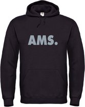 Hoodie zwart M - AMS - grijs - soBAD. | Amsterdam | Unisex | Hoodie heren | Hoodie Dames