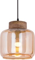 HomeLivings - Hanglamp - Glazen hanglamp - 25x30 cm - Eettafel Lamp - Amber Crown - Plafondlamp