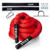 ZEUZ 9 Meter Battle Rope inclusief Bevestigingsmateriaal – Training Touw voor Fitness & CrossFit – Thuis trainen - Rood