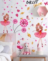 Leuke vrolijke  Bloemen en ballet muur raam deursticker