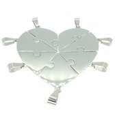 Vriendschapshartje® - 7 Puzzelstukjes hart zeven vrienden - bff ketting rvs - vriendschapskettingen