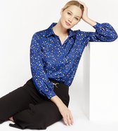 LOLALIZA Satijnen hemd met luipaardprint - Blauw - Maat 34