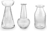 vtwonen Vazen - Set van 3 - Transparant - Glas -  13.6cm