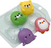 Plastic mal voor zeep maken "Cartoon diertjes. MINI" - Zeepmal - Gietmal- Vorm voor gietzeep - diy zeepjes maken