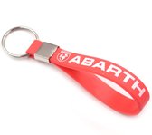 Siliconen Auto Sleutelhanger -  Past bij Abarth 500 / 595 / Punto / Turismo / Competizione - Rood met Witte Abarth Letters - Keychain Sleutel Hanger Cadeau - Auto Accessoires