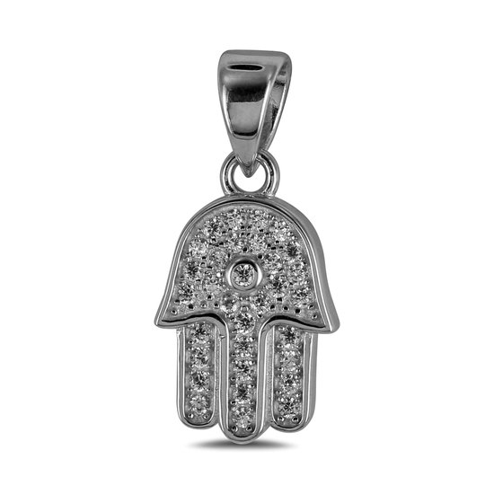 Silventi 9SIL-21876 Pendentif en argent - Femme - Zircone - Main de Fatima - 12 x 9 mm - Rhodium - Argent