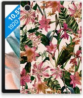 Silicone Back Case Samsung Galaxy Tab A8 2021 Hoesje Super als Cadeau voor Moeder Bloemen met doorzichte zijkanten