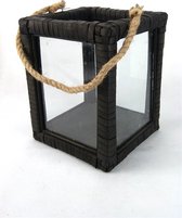 Sqr Wrap Glass Lantern 20*27cm Black