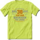 38 Jaar Legend T-Shirt | Goud - Zilver | Grappig Verjaardag Cadeau | Dames - Heren | - Groen - L