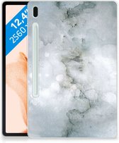 Tablet Hoes Samsung Galaxy Tab S7FE Back Cover Painting Grey met transparant zijkanten