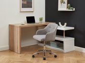 Uitschuifbare bureau NICEPHORE II - MDF - Kleur : Eiken en Wit - 360° draaibaar blad