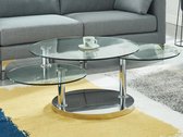 Table basse avec plateau tournant WESLEY - Verre trempé et acier L 120 cm x H 45 cm x P 80 cm