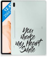 Tablet BackCover Geschikt voor Samsung Galaxy Tab S7FE Hoesje Heart Smile met doorzichte zijkanten