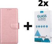 Kopie van Kunstleer Bookcase Hoesje Met Pasjeshouder Samsung Galaxy S8 Plus Roze - Gratis Screen Protector - Telefoonhoesje - Smartphonehoesje