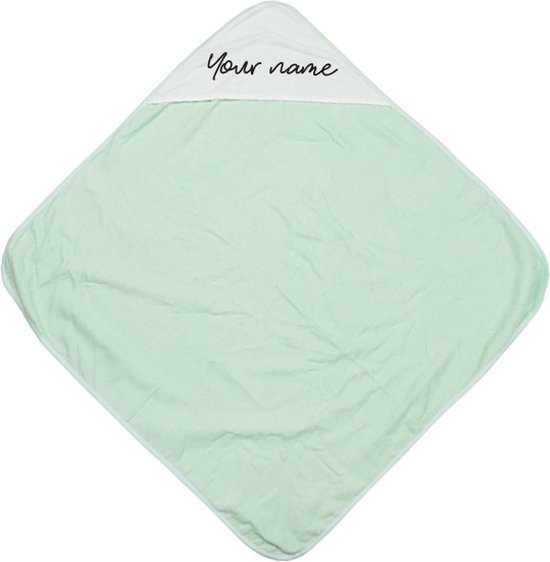 Baby Badcape met naamopdruk (Curly) Groen - Omslagdoek - Babyhanddoek - Gepersonaliseerd Kraamcadaeau - Geboorte Meisje - Geboorte Jongen | van Funnies. — afbeelding 3