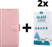 Kunstleer Bookcase Hoesje Met Pasjeshouder Samsung Galaxy S20 Ultra Roze - 2x Gratis Screen Protector - Telefoonhoesje - Smartphonehoesje