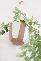 White Jungle - cintre pour plantes - cuir artificiel beige et coton - fait à la main en Belgique - durable - éco - plant - cintre pour pot de fleurs