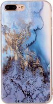 Apple iPhone 7 Plus Hoesje - Mobigear - Marble Serie - TPU Backcover - Blauw - Hoesje Geschikt Voor Apple iPhone 7 Plus