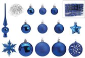 G. Wurm Kerstballen Kerstversiering - Ø3/4/6 cm - Set van 111 - Blauw